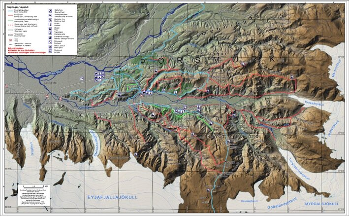 thorsmork hiking route map